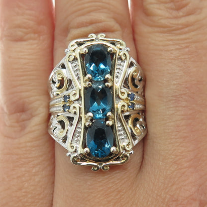 MICHAEL VALITUTTI Gems En Vogue Sterling Sapphire & London Topaz Ring Size 6.25