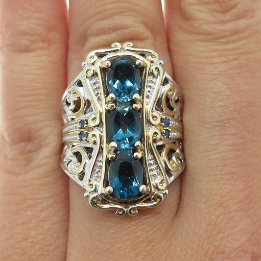 MICHAEL VALITUTTI Gems En Vogue Sterling Sapphire & London Topaz Ring Size 6.25