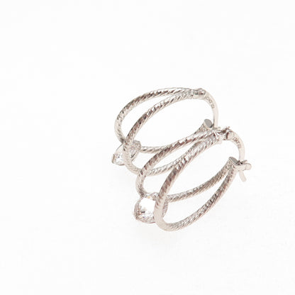 925 Sterling Silver Round-Cut C Z Hoop Earrings