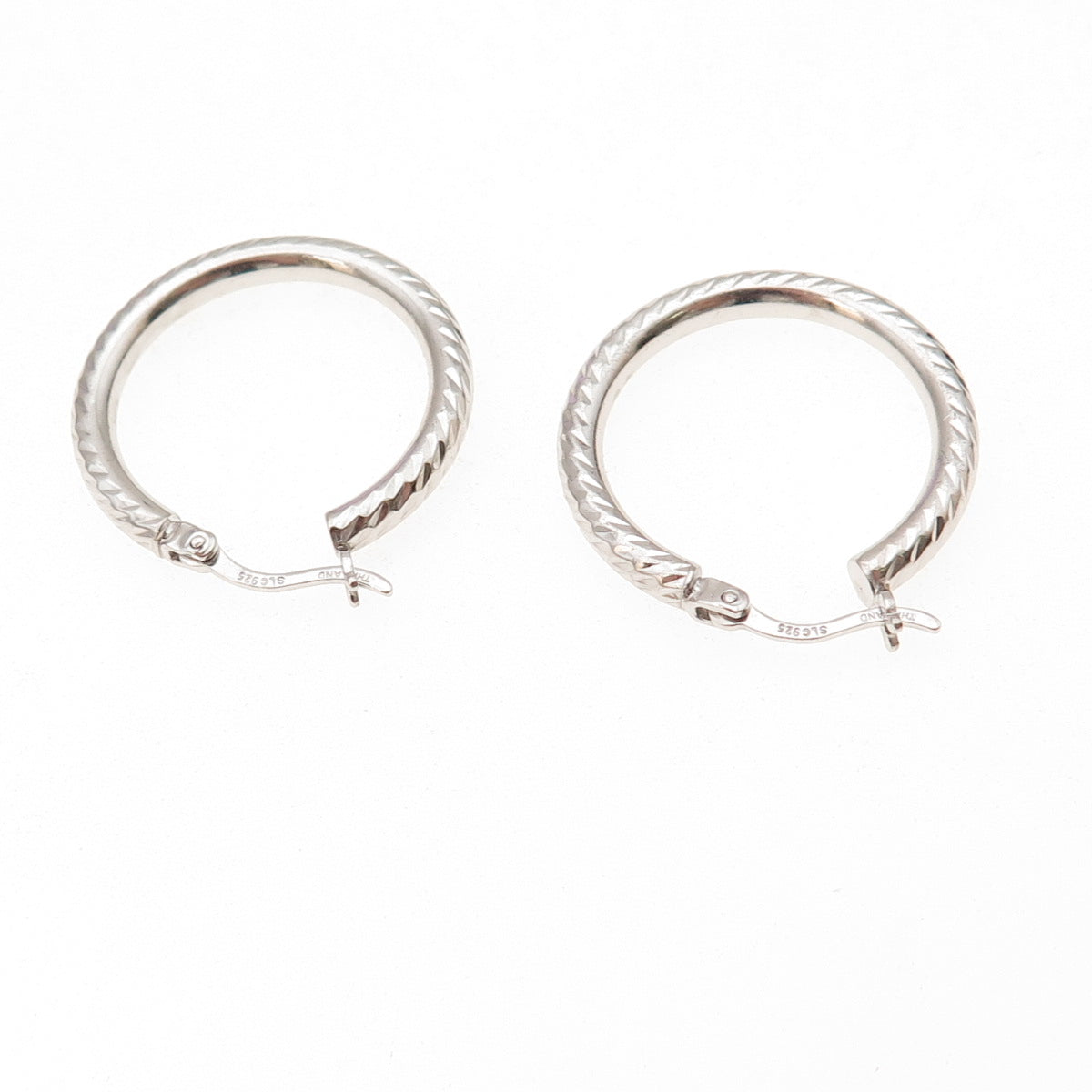 925 Sterling Silver Textured Hoop Earrings