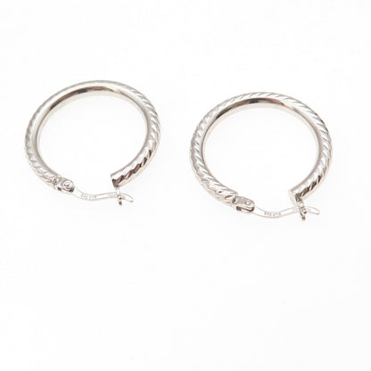 925 Sterling Silver Textured Hoop Earrings