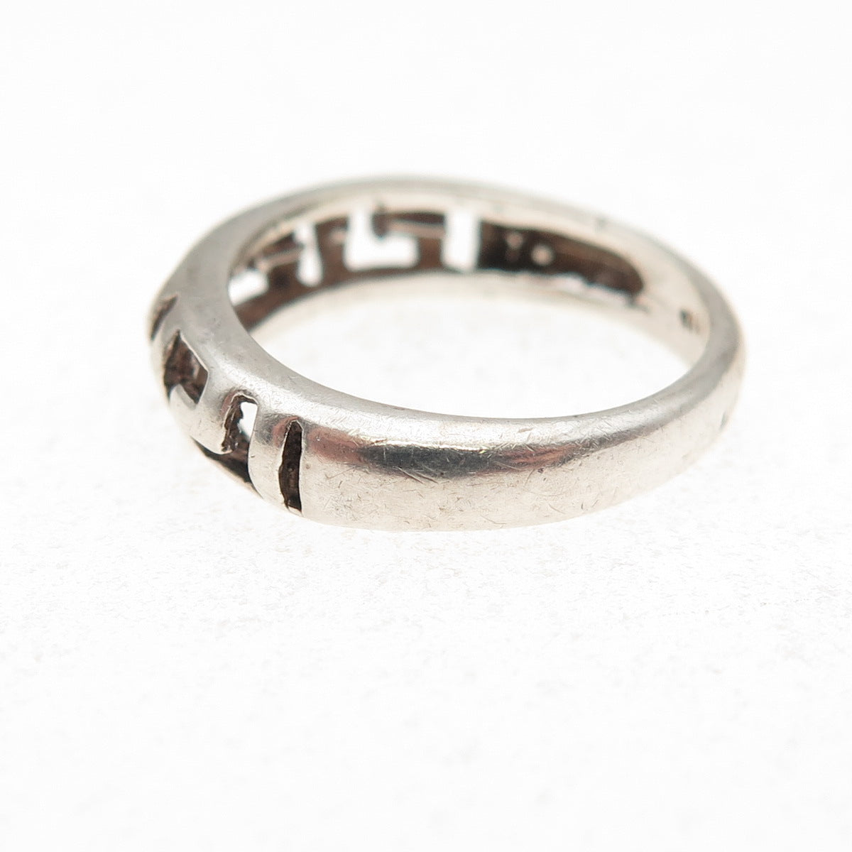 925 Sterling Silver Vintage Greek Key Oxidized Ring Size 6