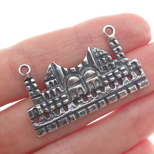 925 Sterling Silver Vintage Jerusalem Centerpiece Oxidized Pendant
