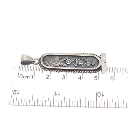 800 Silver Vintage Egyptian Pharaoh Cartouche Oxidized Charm Pendant