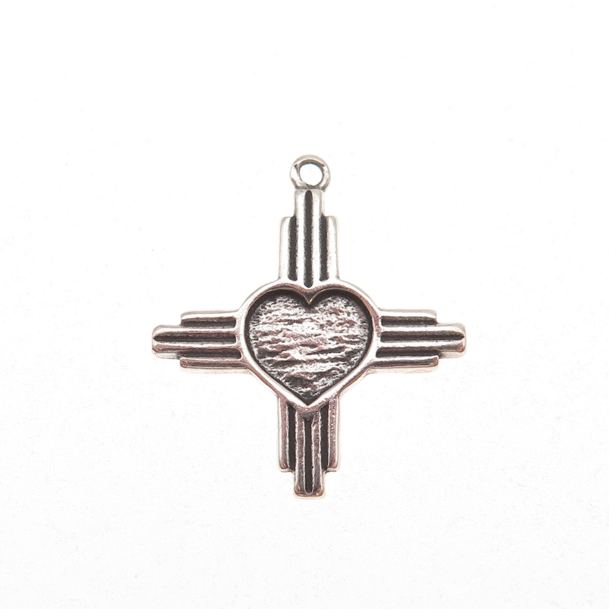 Sunwest 925 Sterling Silver Vintage Heart Cross Oxidized Charm Pendant