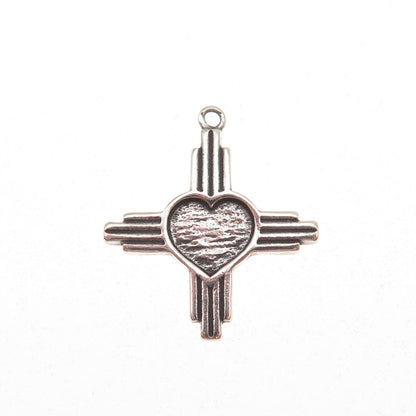 Sunwest 925 Sterling Silver Vintage Heart Cross Oxidized Charm Pendant