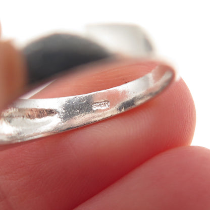 925 Sterling Silver Vintage Real Black Onyx Oxidized Ring Size 6