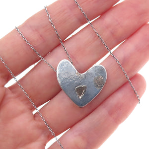 Richard Lindsey Sterling Silver & Gold Vintage Heart Cable Chain Necklace 18"