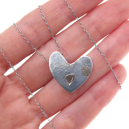 Richard Lindsey Sterling Silver & Gold Vintage Heart Cable Chain Necklace 18"