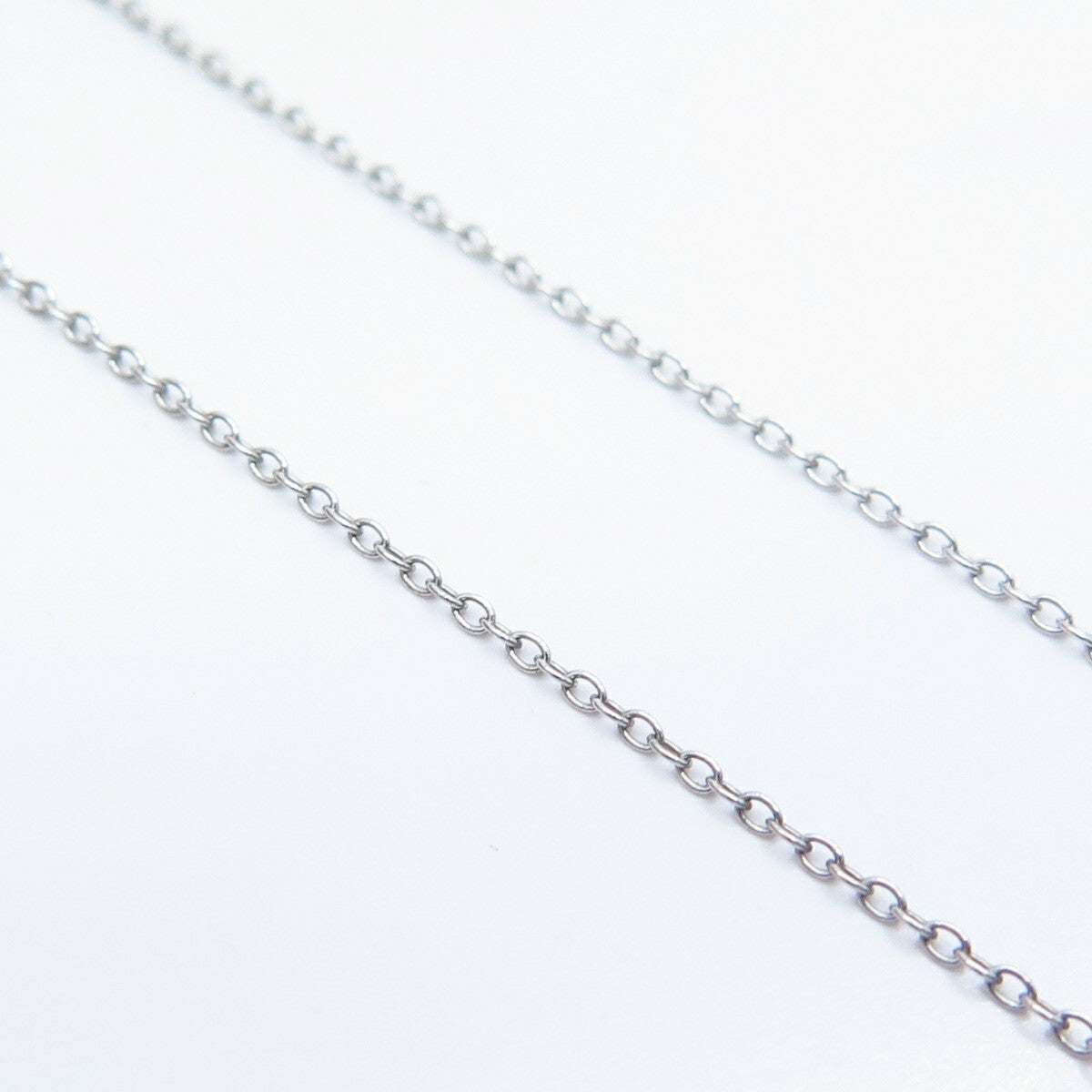 925 Sterling Silver Italy Real White Diamond Open Heart Rolo Chain Necklace 19"