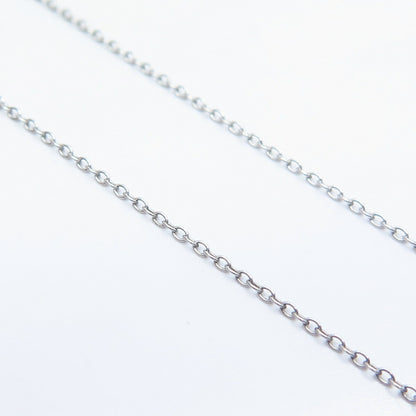 925 Sterling Silver Italy Real White Diamond Open Heart Rolo Chain Necklace 19"