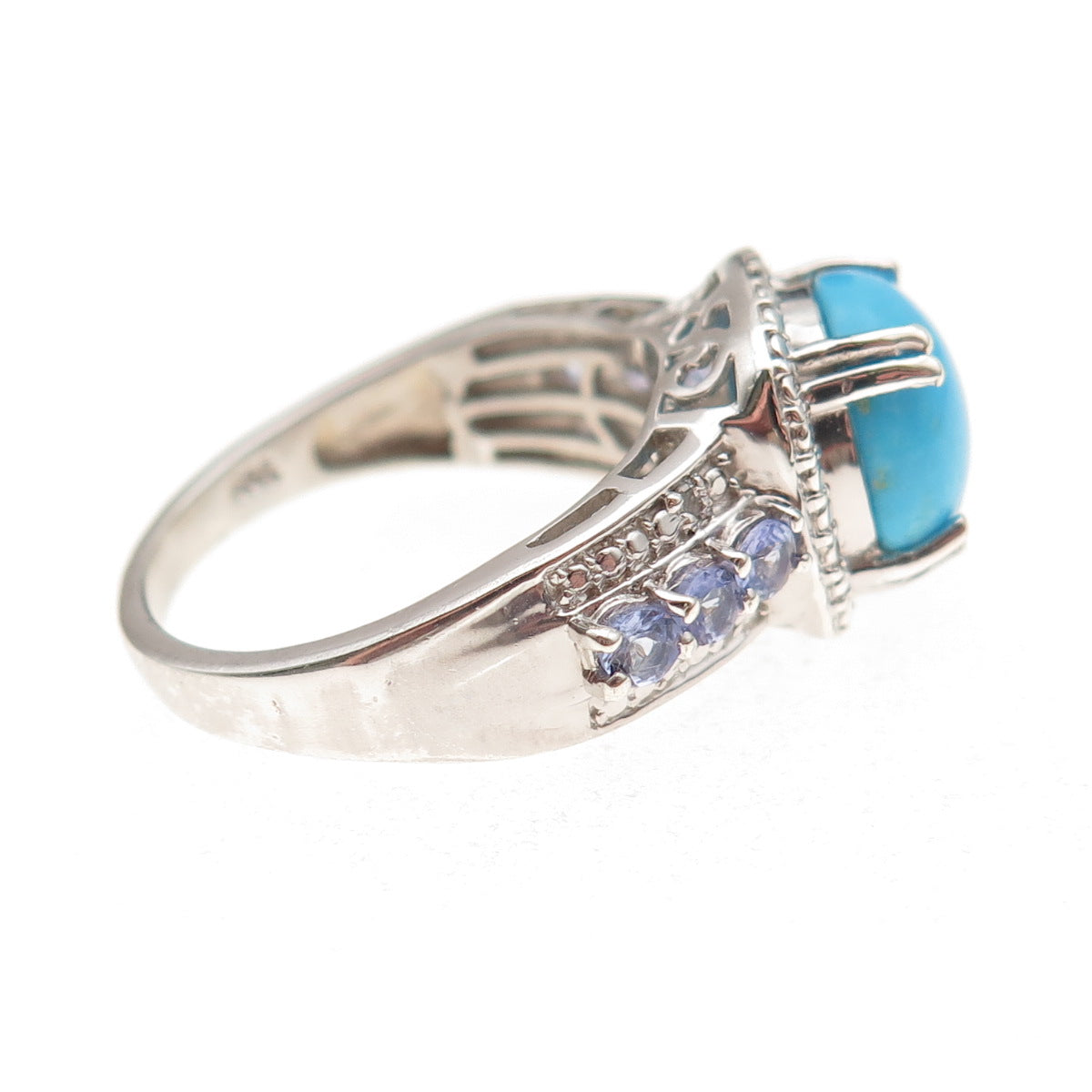 Chuck Clemency 925 Sterling Silver Real Diamond Turquoise Tanzanite Ring Size 8
