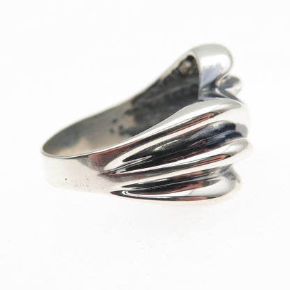 925 Sterling Silver Vintage Modernist Bypass Oxidized Ring Size 7.25