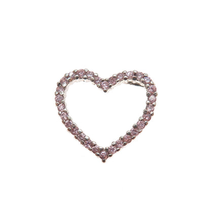 ROSS SIMONS Sterling Silver Round-Cut Pink C Z Heart Mini Slide Charm Pendant