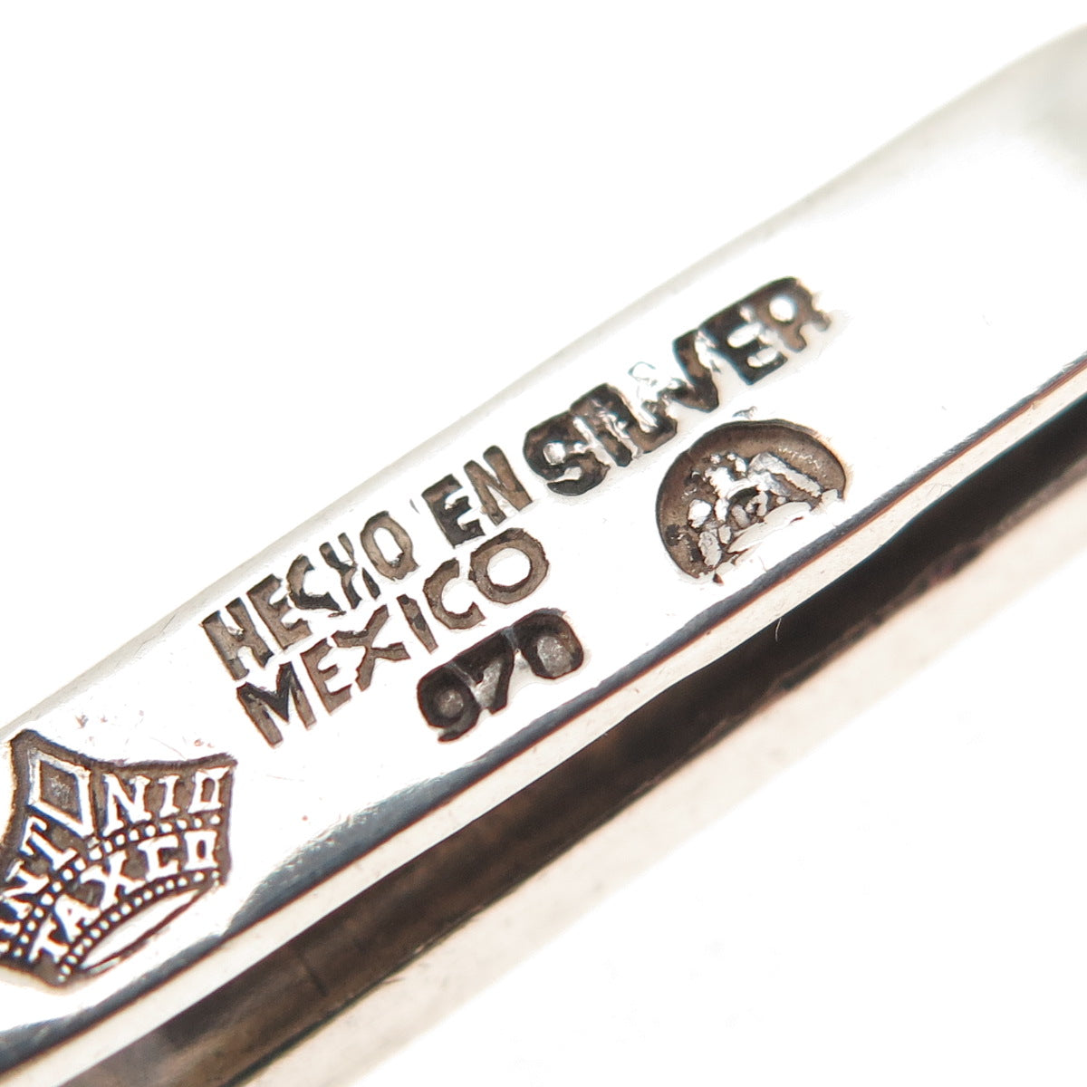 Antonio Pineda 970 Silver Vintage Mexico Modernist Ribbed Oxidized Tie Clip