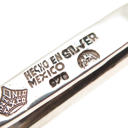 Antonio Pineda 970 Silver Vintage Mexico Modernist Ribbed Oxidized Tie Clip