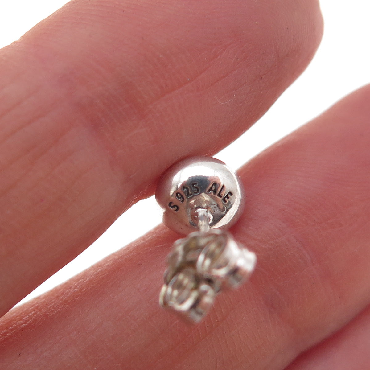 Pandora Sterling Silver Real Gray Moonstone June Birthday Blooms Stud Earrings