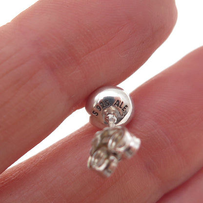 Pandora Sterling Silver Real Gray Moonstone June Birthday Blooms Stud Earrings