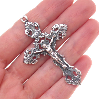 925 Sterling Silver Vintage Crucifix Cross Oxidized Pendant