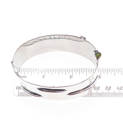 E. Allen Sterling Silver Vintage Real Peridot Modernist Oxidized Bracelet 7.5"
