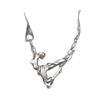 925 Sterling Silver Vintage Dancer Modernist Oxidized Centerpiece of Necklace