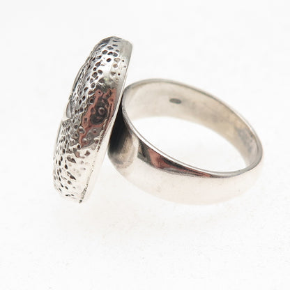 925 Sterling Silver Vintage Italy Sand Dollar Oxidized Ring Size 8.5
