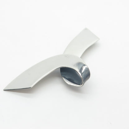 925 Sterling Silver Vintage Mexico Ribbon Pin Brooch