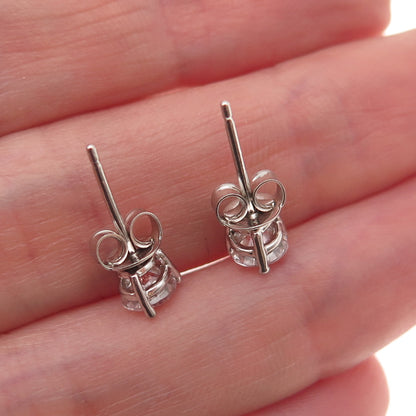 925 Sterling Silver Round-Cut C Z Stud Earrings