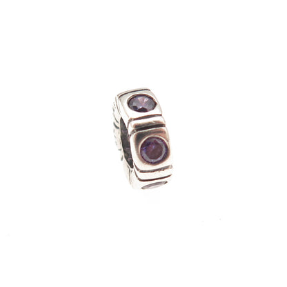 Pandora 925 Sterling Silver Purple C Z Trinity Spacer Slide Charm