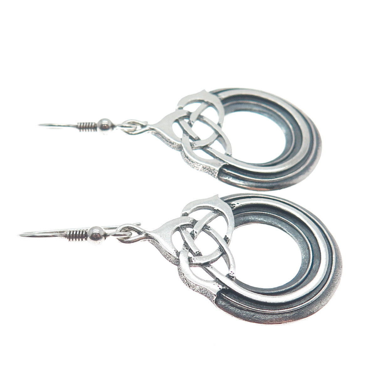 OLA M GORIE 925 Sterling Vintage Edinburgh Celtic Oxidized Dangle Earrings