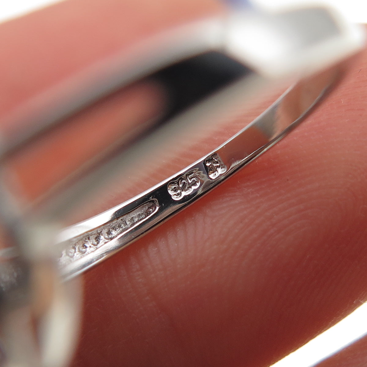 925 Sterling Silver Real Round-Cut Diamond Fleur de Lis Ring Size 7