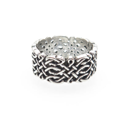 925 Sterling Silver Vintage Celtic Knot Oxidized Band Ring Size 7.5