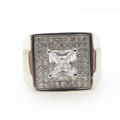 925 Sterling Silver Princess-Cut Shaped C Z Ring Size 9.25
