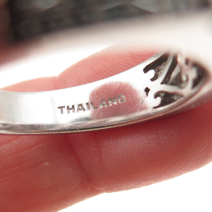 925 Sterling Silver Real Blue Diamond & Princess-Cut Aquamarine Ring Size 11