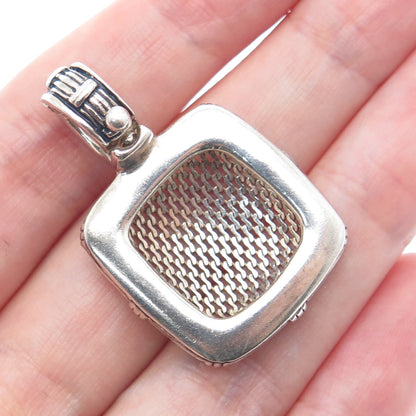 ESPO SIG Joseph Esposito 925 Sterling Silver Vintage Mesh Dome Oxidized Pendant