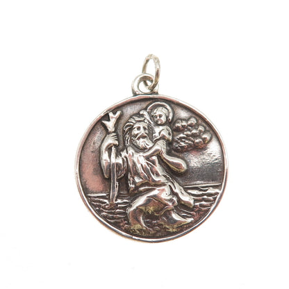 Hayward 925 Sterling Silver Antique Art Deco St. Christopher Charm Pendant