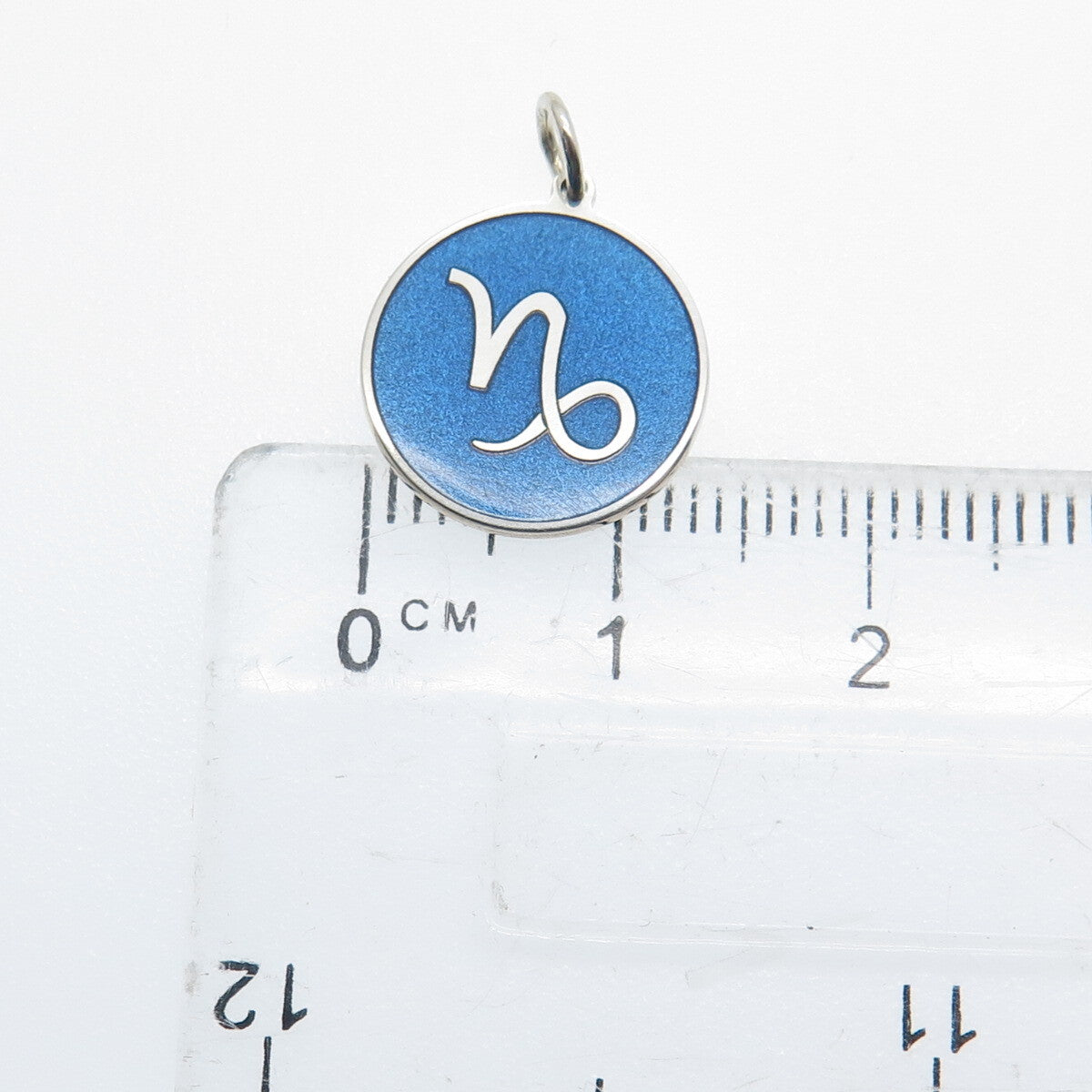 925 Sterling Silver Blue Enamel Capricorn Zodiac Sign Minimalist Charm Pendant