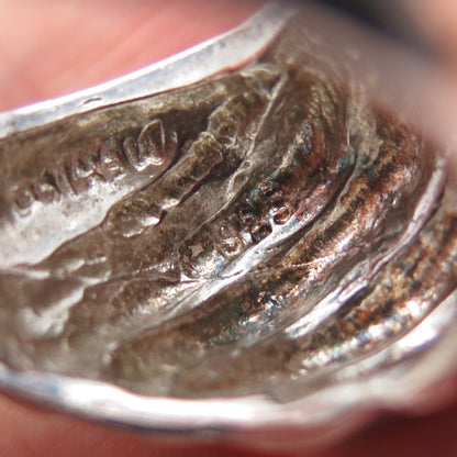 925 Sterling Silver Vintage Mexico Modernist Ribbed Dome Oxidized Ring Size 11.5