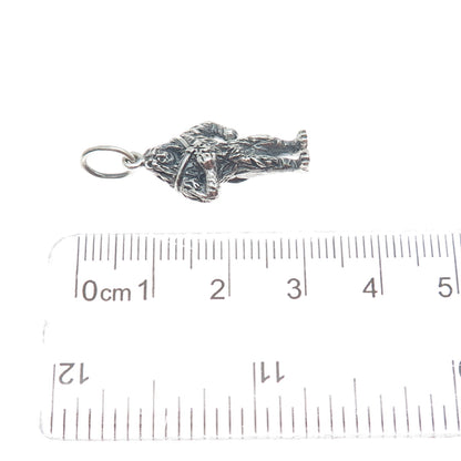 925 Sterling Silver Vintage Cowardly Lion Wizard of Oz Oxidized Charm Pendant