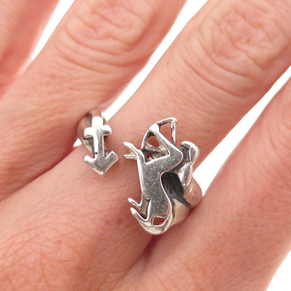 Swank 925 Sterling Silver Vintage Sagittarius Zodiac Adjustable Ring Size 8.5