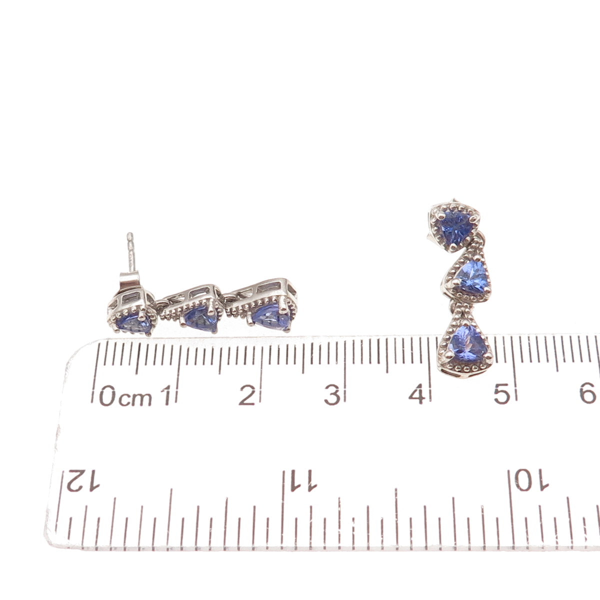 Chuck Clemency 925 Sterling Silver Real Tanzanite Dangle Earrings