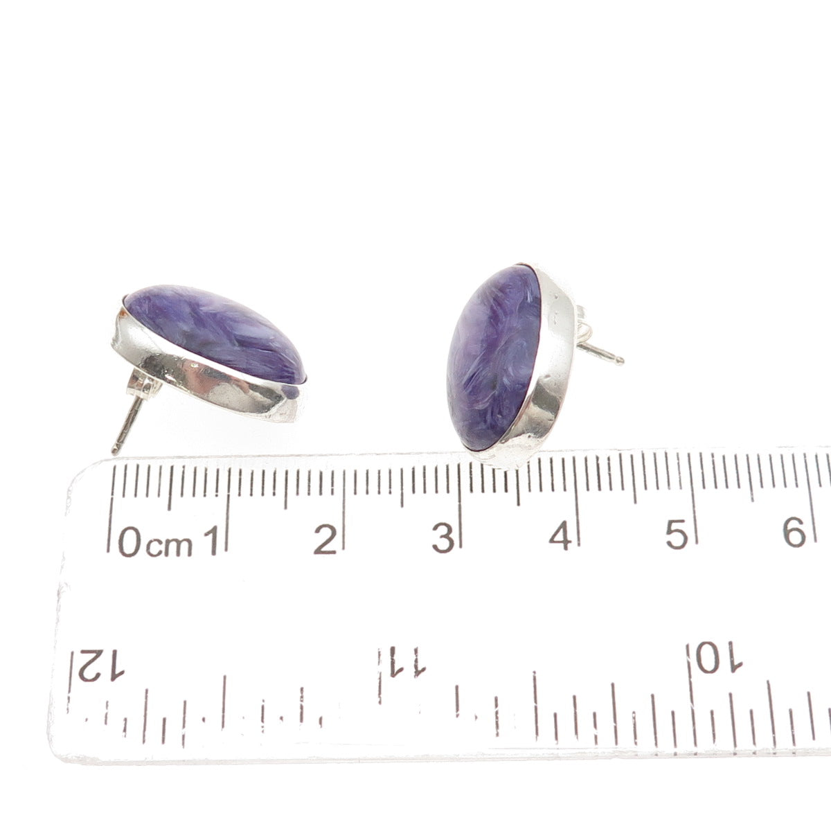 INCA Old Pawn 925 Sterling Silver Vintage Southwestern Charoite Tribal Earrings
