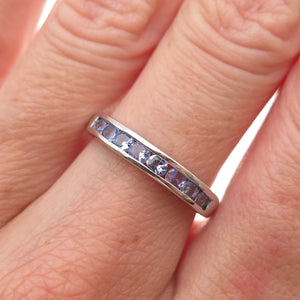 Chuck Clemency 925 Sterling Silver Real Round-Cut Tanzanite Band Ring Size 7