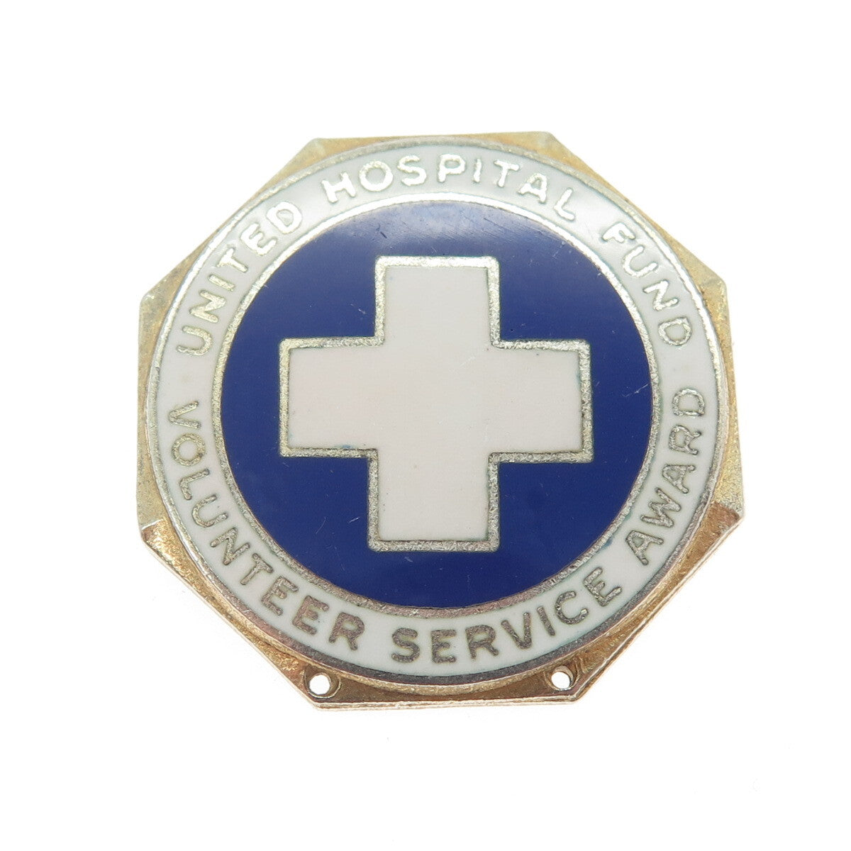 925 Sterling Silver Vintage Enamel United Hospital Fund Volunteer Service Brooch