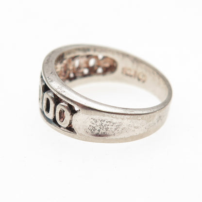 925 Sterling Silver Vintage 2000 Millennium Oxidized Ring Size 6