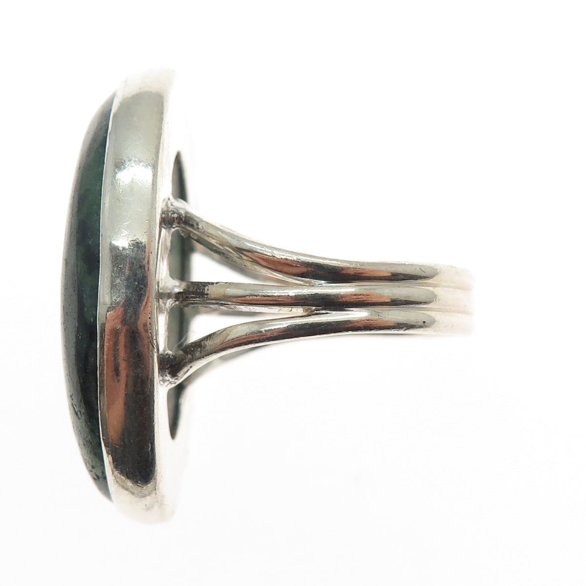 925 Sterling Silver Vintage Real Cabochon Zoisite Ruby Modernist Ring Size 8.25