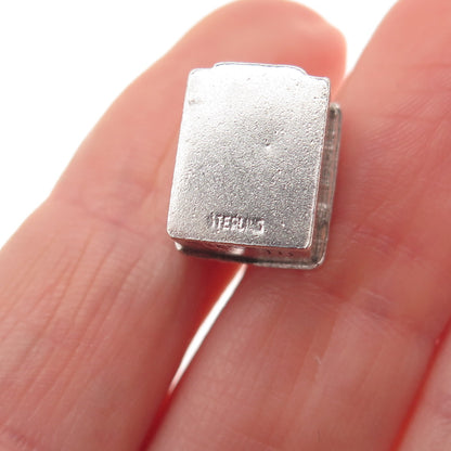 925 Sterling Silver Antique Art Deco Family House 3D Mini Charm Pendant