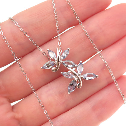Chuck Clemency 925 Sterling Silver Real Tanzanite Butterfly Chain Necklace 20"