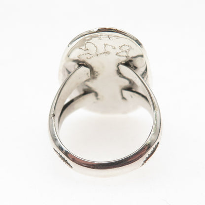 B.J. Guerro Navajo Old Pawn 925 Sterling Silver Vintage Turquoise Ring Size 6.75