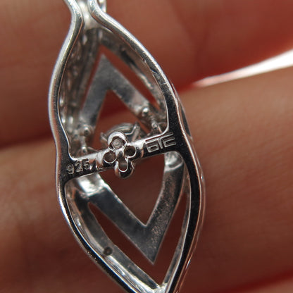 925 Sterling Silver Real Diamond Accent Interlocked Slide Charm Pendant